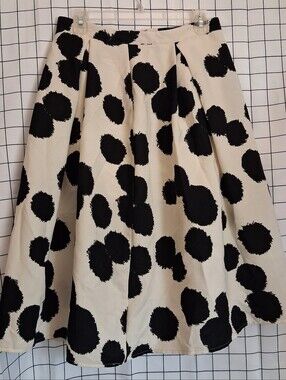 Who What Wear Black on Cream Polka Dot Circle Skirt